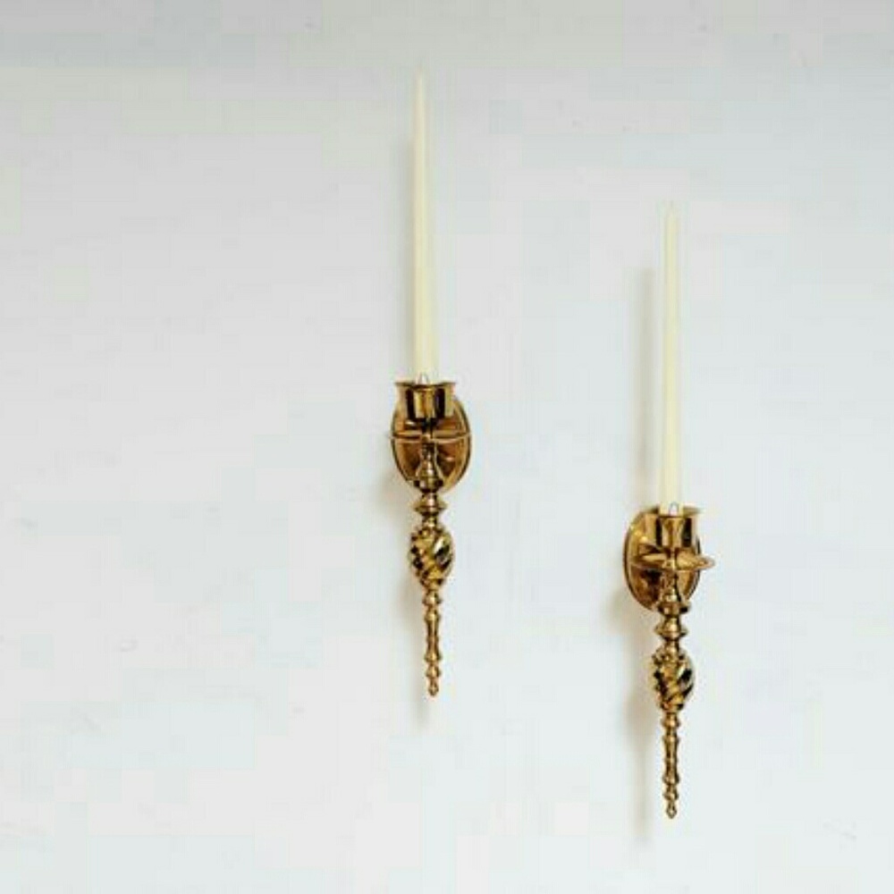 BRASS CANDLESTICK SCONCES
